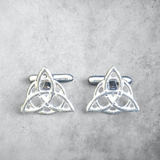 Triquetra (Trinity Knot) Cufflinks, Handcast Pewter Cufflinks, Polished Finish