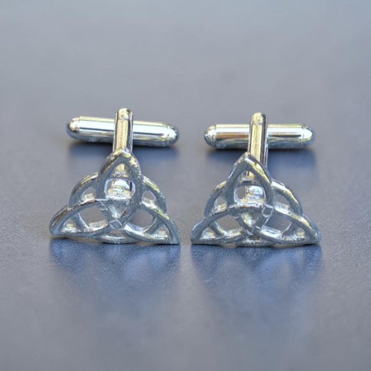 Triquetra (Trinity Knot) Cufflinks, Handcast Pewter Cufflinks, Polished Finish