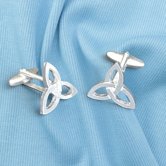 Triquetra Cufflinks, Handcast Pewter Cufflinks, Polished Finish