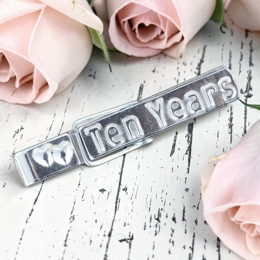 Ten Years Clothes Peg Fridge Magnet, Pewter Clothes Peg with Heart