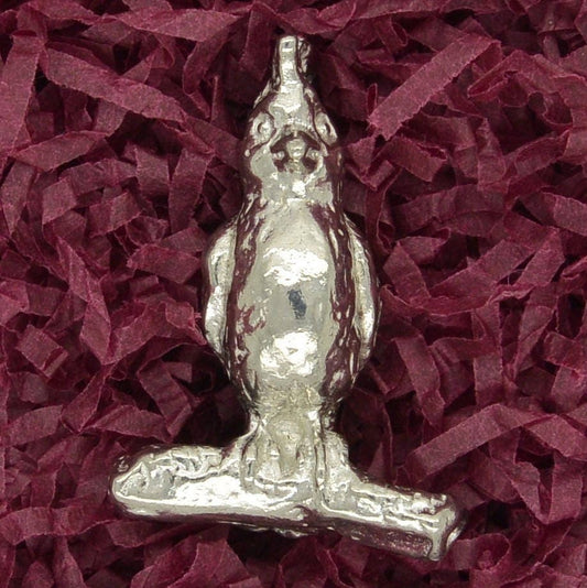 Parrot Figurine, Miniature Parrot, Bird Totem, Handmade, in Fine Pewter, by William Sturt