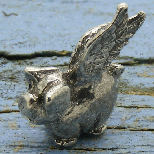 Flying Pig Figurine, Miniature Flying Pig, Handmade, in Fine Pewter, by William Sturt