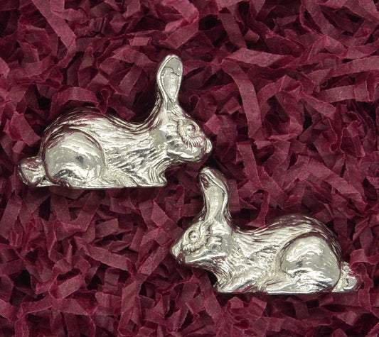 Miniature Rabbit, Rabbit Figurine, Hand Cast in Fine Pewter by William Sturt