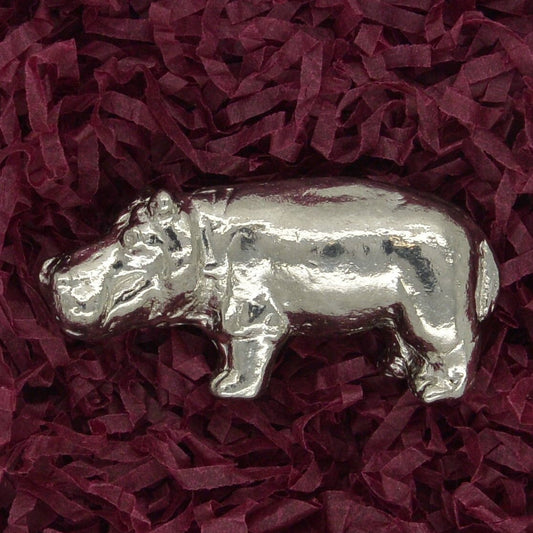 Hippo Figurine, Hippo Miniature, Hippo Sculpture, Handmade, in Fine Pewter, by William Sturt