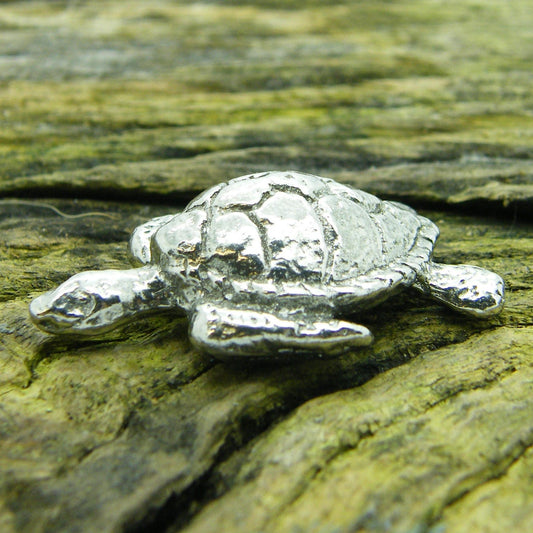 Hawkesbill Turtle Figurine, Turtle Totem, Handmade, in Fine Pewter, by William Sturt