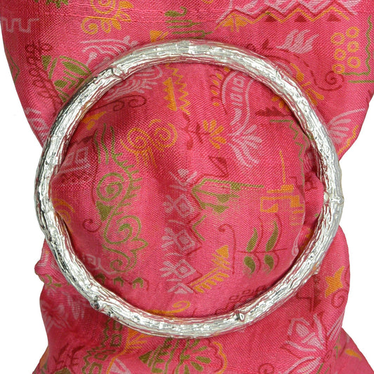 Oak Twig Scarf Ring, Handcast Pewter Circle, Polished Finish