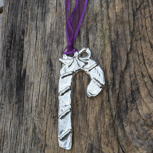 Candy Cane Christmas Decoration, Candy Cane Christmas Tree Decoration, Handmade, in Fine Pewter, by William Sturt