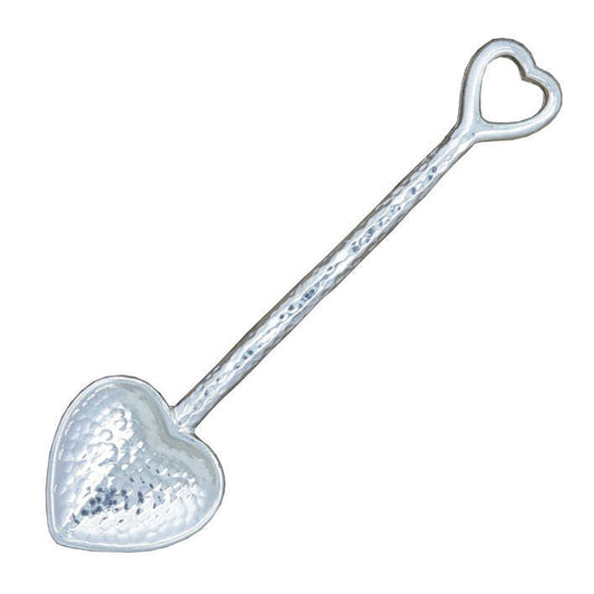 Beaten Heart Sugar Spoon, Love Spoon, Handcast In Fine Pewter By William Sturt