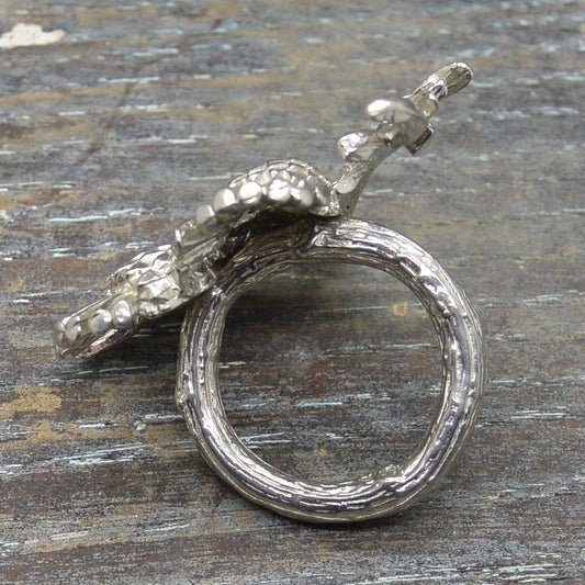 Dragonfly Scarf Ring (Lacy Wing Design), Handcast Pewter, Polished Finish