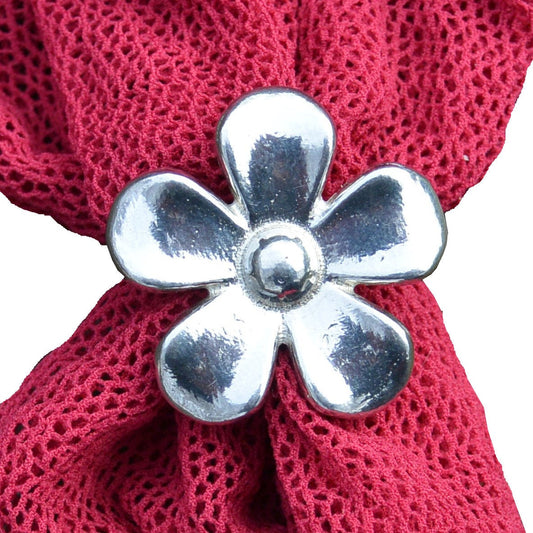 Daisy Scarf Ring, Handcast Pewter, Polished Finish