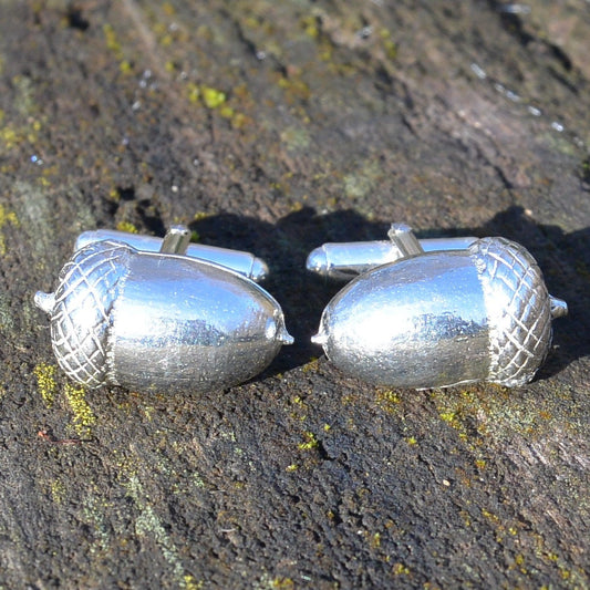 Acorn Cufflinks, Handmade in Fine Pewter by William Sturt