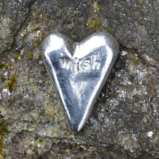 Wish, Heart Token, Heart Pocket Token, Handmade, in Fine Pewter, by William Sturt, Sent In Pretty Organza Bag