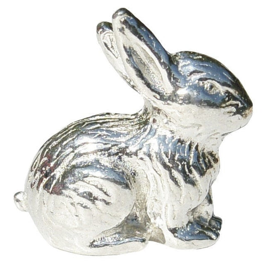 Rabbit Figurines, Two Tiny Rabbits, Handmade, in Fine Pewter, by William Sturt