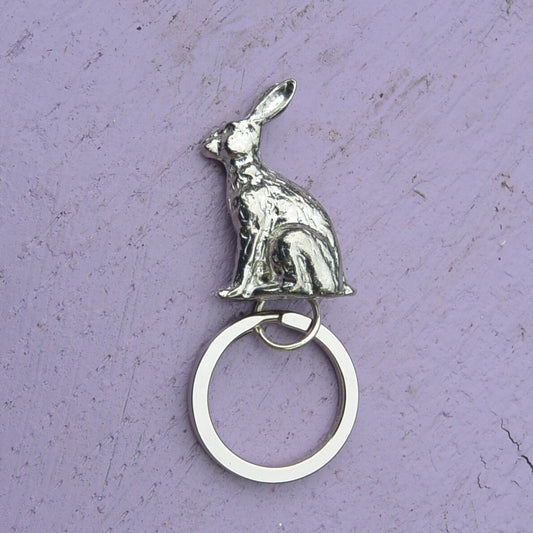 Hare Keyring, Hare Key Fob, Handmade, by William Sturt, in Fine Pewter