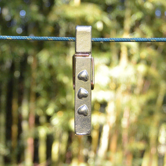 Three Hearts Clothes Peg Fridge Magnet, Hearts Fridge Magnet Peg, Handmade, in Fine Pewter, by William Sturt