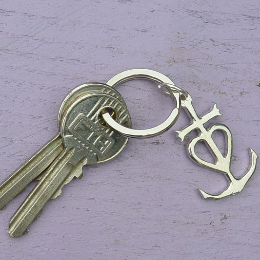 Camargue Cross Keyring, Croix de Camargue Key Fob, Handmade, by William Sturt, in Fine Pewter