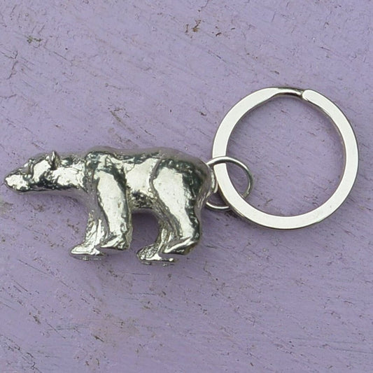 Polar Bear Keyring, Polar Bear Keychain, Handmade, by William Sturt, in Fine Pewter