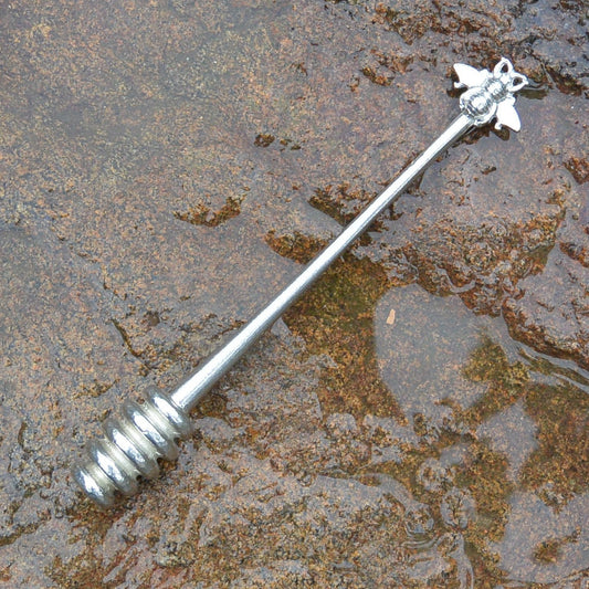 Bee Honey Dipper, Honey Dipper with Bee, Handmade, in Fine Pewter, by William Sturt