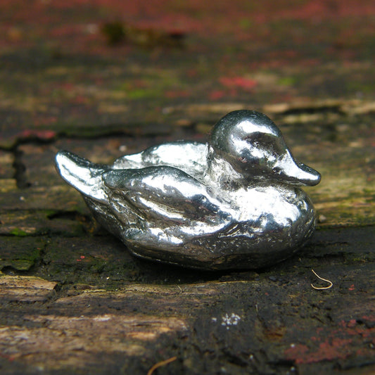 Duck Figurine, Miniature Duck, Handmade, in Fine Pewter, by William Sturt