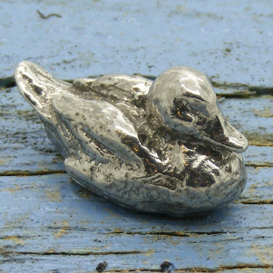 Duck Figurine, Miniature Duck, Handmade, in Fine Pewter, by William Sturt