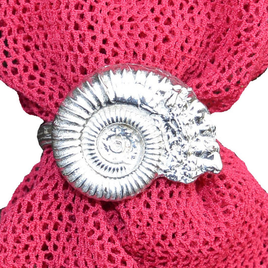 Ammonite Scarf Ring, Fossil Scarf Ring, Handmade Jewellery, Hand cast Jewellery, in Fine Pewter, by William Sturt