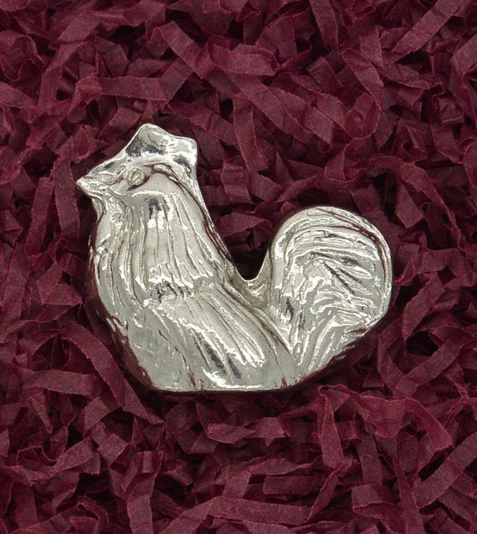 Tiny Chicken Figurine, Chicken Gift, Handmade, In Fine Pewter, by William Sturt