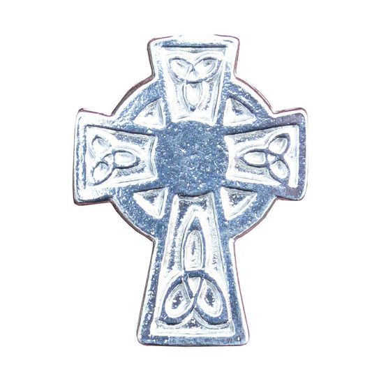 Trinity Cross Scarf Ring, Handcast Pewter, Polished Finish