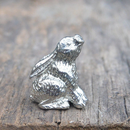 Tiny Hare Figurine, Hare Tin Wedding Gift, Handmade, In Fine Pewter, by William Sturt