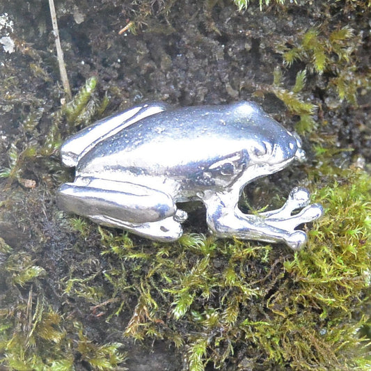 Frog Figurine, Lucky Frog, Miniature, Frog Totem, Handmade, in Fine Pewter, by William Sturt