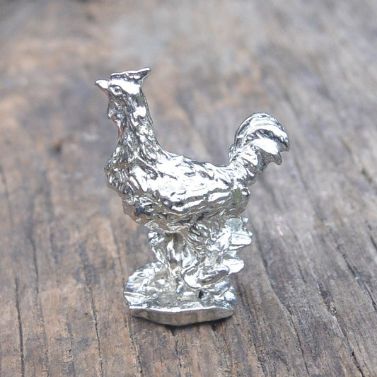 Cockerel Figurine, Cockerel Miniature, Rooster Sculpture, Handmade, in Fine Pewter, by William Sturt