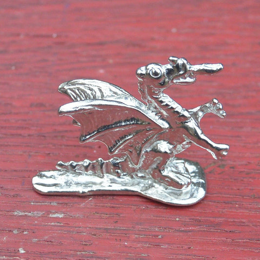 Dragon Figurine, Dragon Miniature, Dragon Sculpture, Handmade, in Fine Pewter, by William Sturt.