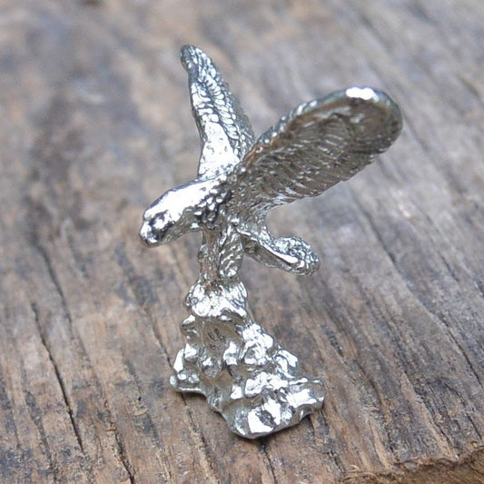 Eagle Figurine, Lucky Eagle, Miniature, Eagle Totem, Handmade, in Fine Pewter, by William Sturt