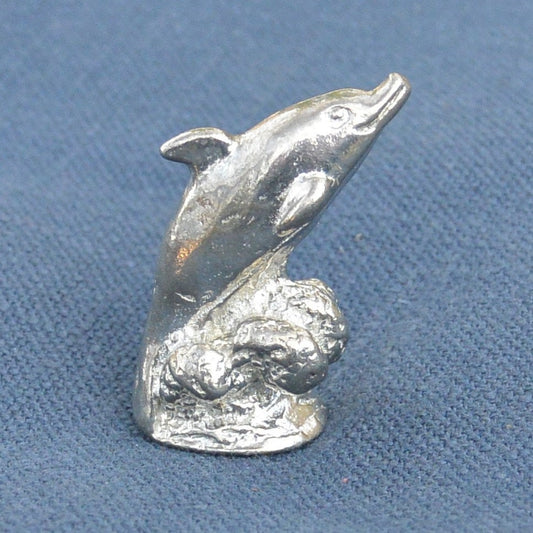 Dolphin Figurine, Lucky Dolphin, Miniature, Dolphin Totem, Handmade, in Fine Pewter, by William Sturt