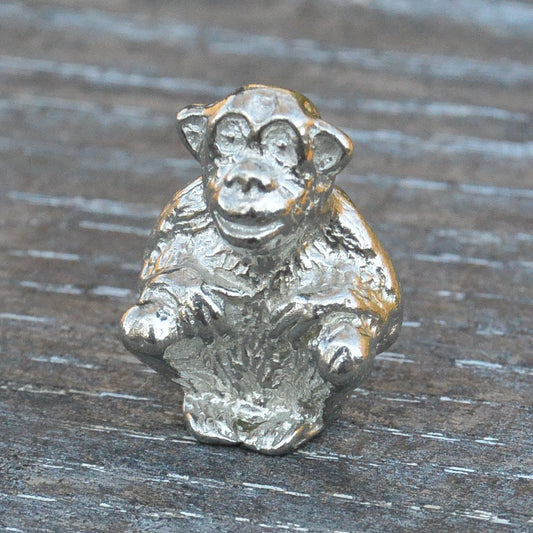 Monkey Figurine, Miniature Monkey, Monkey Sculpture, Handmade, in Fine Pewter, by William Sturt