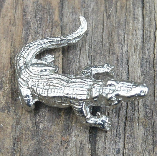 Crocodile Figurine, Crocodile Miniature, Crocodile Sculpture, Handmade, Hand Crafted in Fine Pewter, by William Sturt