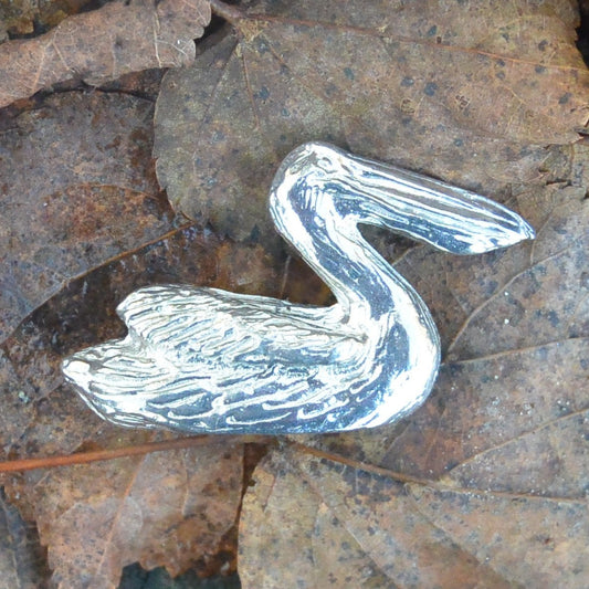 Tiny Pelican Figurine, Pelican Gift, Handmade, In Fine Pewter, by William Sturt