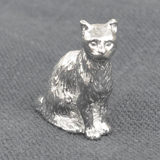 Cat Figurine, Miniature Cat, Handmade, in Fine Pewter, by William Sturt
