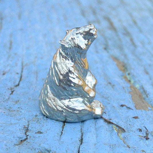 Bear Figurine, Miniature Bear Totem, Hand made Bear, Hand Cast in Fine Pewter by William Sturt.