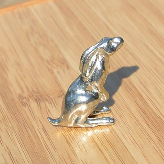 Moon Gazing Hare Figurine, Miniature Hare, Handmade, in Fine Pewter, by William Sturt