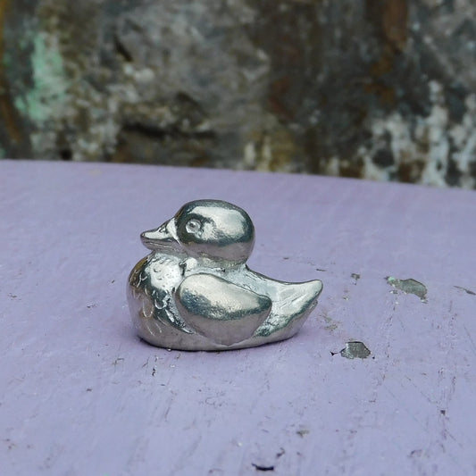 Duck Figurine, Miniature Duck, Handmade in Fine Pewter by William Sturt