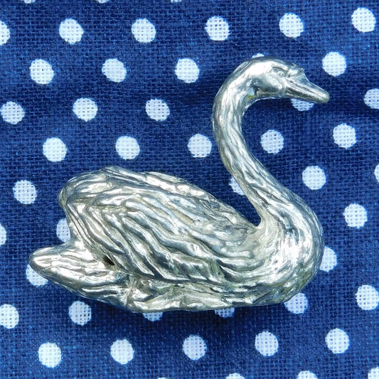 Swan Figurine, Miniature Swan, Handmade, in Fine Pewter, by William Sturt