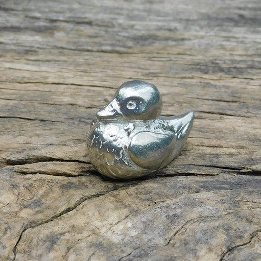Duck Figurine, Miniature Duck, Handmade in Fine Pewter by William Sturt