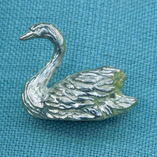Swan Figurine, Miniature Swan, Handmade, in Fine Pewter, by William Sturt