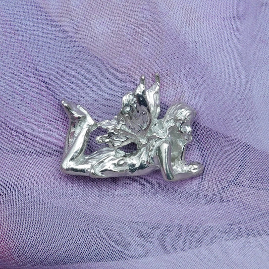 Tiny Flower Fairy Figurine, Fairy Gift, Bella Fairy, Handmade, In Fine Pewter, by William Sturt
