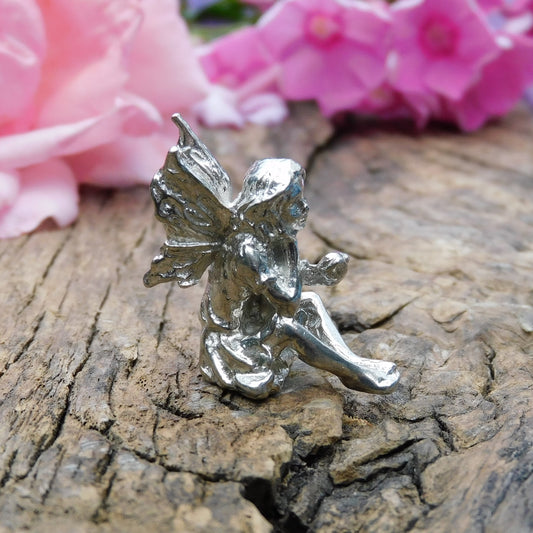 Tiny Flower Fairy Figurine, Fairy Gift, Viola Fairy, Handmade, In Fine Pewter, by William Sturt