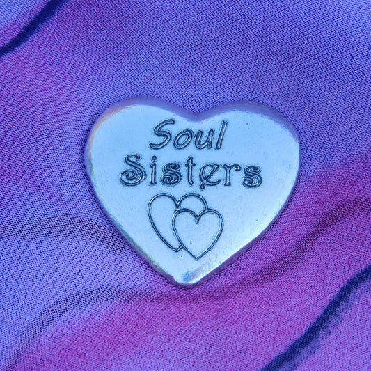 Soul Sisters Heart Token, Soul Sisters Pocket Token, Handmade in Fine Pewter, by William Sturt
