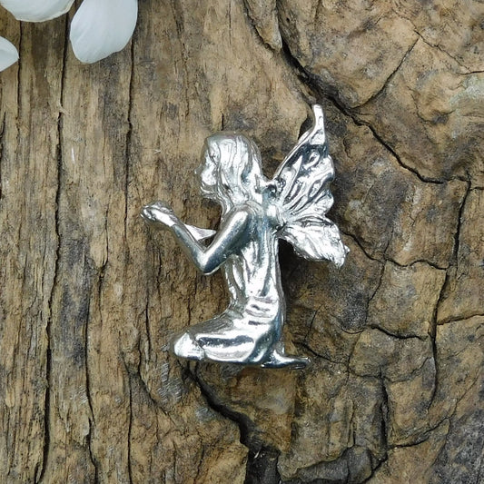 Tiny Flower Fairy Figurine, Fairy Gift, Pixie Fairy, Handmade, In Fine Pewter, by William Sturt
