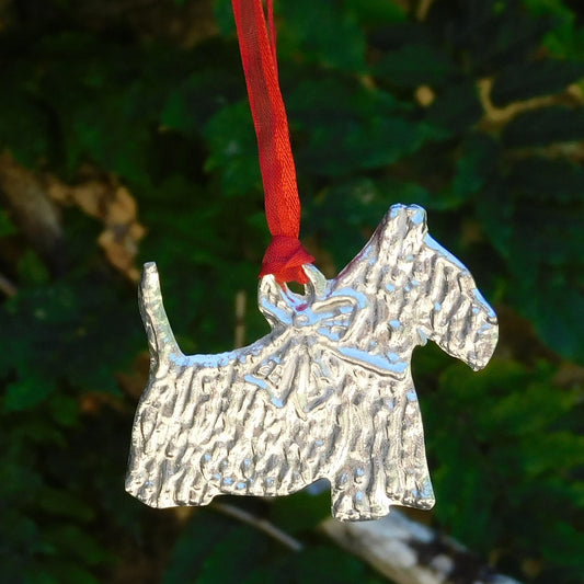 Scotty Dog Christmas Decoration, Scotty Decoration, Handmade, in Finest Pewter, by William Sturt