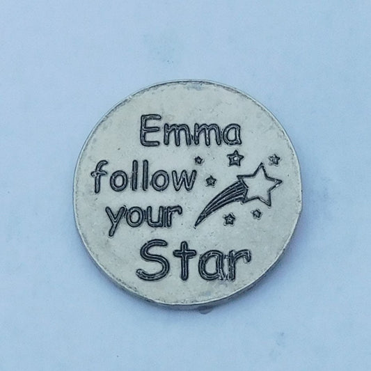 Compass Pocket Token with Message Card, Personnalised Pocket Token, Follow Your Star, Handmade, in Finest Pewter, by William Sturt