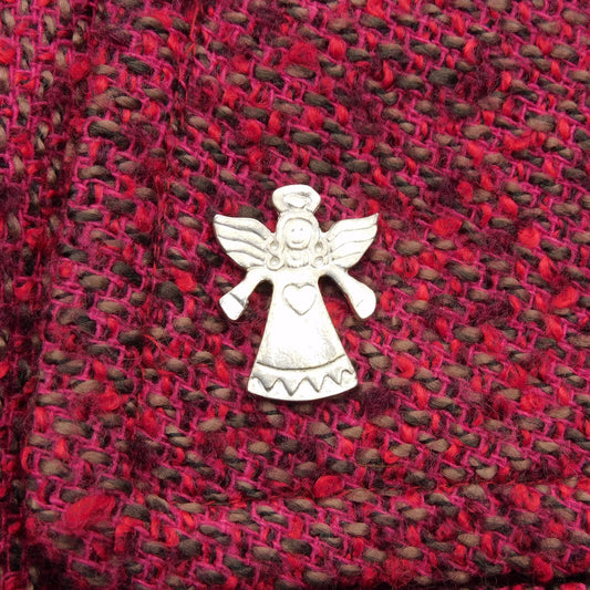 Angel Brooch, Handcast Pewter, Polished Finish